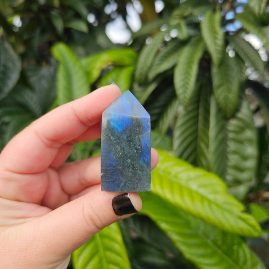 High blue flash Labradorite tower 5 Approx. Approx. 5 x 2.4 x 2.1 Approx. 58g | Birthday Gifts, Anniversary Gifts, Valentine's Day, Christmas, Easter, Eid, Mother's Day, Diwali, Hannukah, Women's, Girl's, Gifts for her, Gifts for Girlfriend, Gifts for Mom, Gifts for Mum, Gifts for Friend, Handmade Gifts, Handmade Jewelry, New Year's Eve, Graduation, Boho, Hippie, Minimalist, Gemstone, Crystal, Crystal Healing