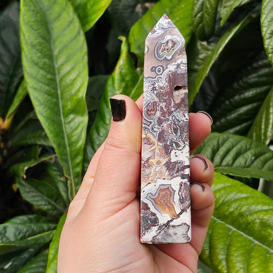 Mexican Crazy Lace Agate Tower Obelisk generator, Alter Crystal,  Birthday Gift, Anniversary Gifts, Girlfriend, Gifts for Friend, Boho, Minimalist, Gemstone, Crystal, Crystal Healing, home decor, australia crystal, collectors crystal