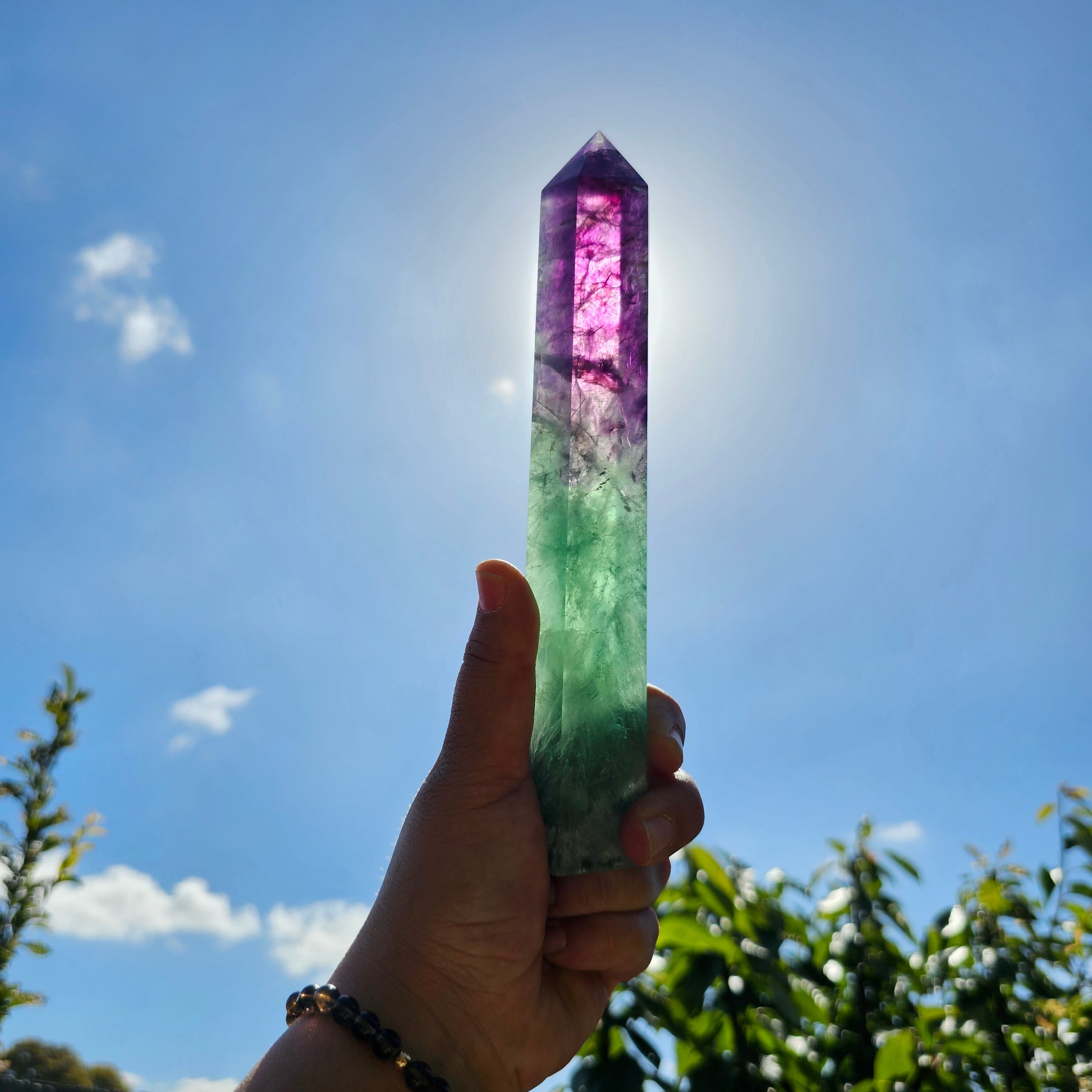 High Quality X Large Fluorite Tower | Purple and Green Fluorite | Study Office Crystal Tower | Crystal for Focus