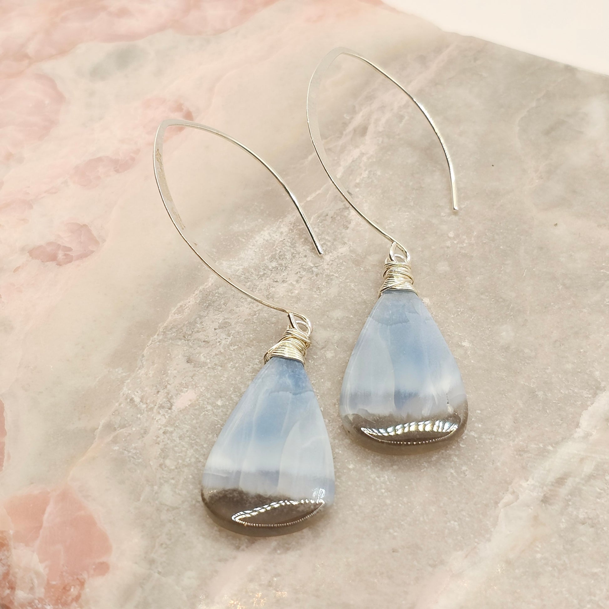 Peruvian Blue Opal Earrings
