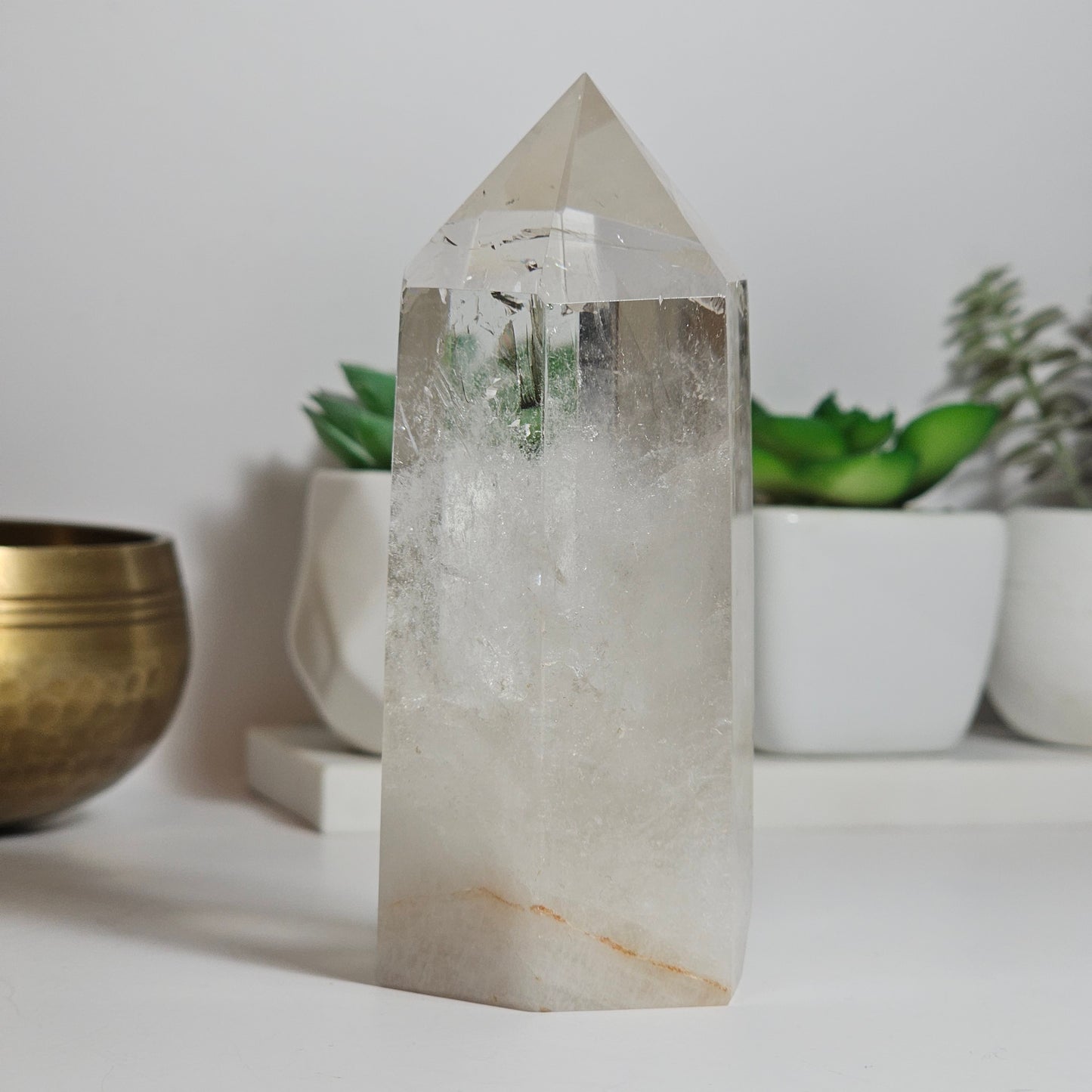 Stunning high quality transparent Clear Quartz tower with rainbows.