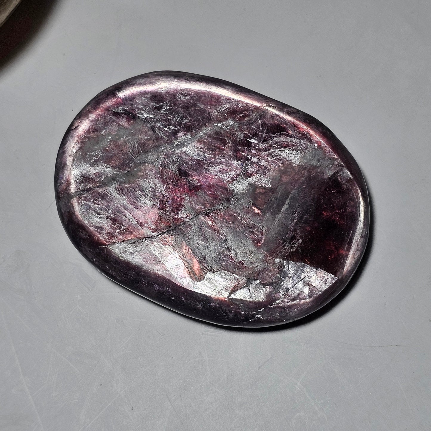 Purple Mica | High quality gemmy Lepidolite palm stone.