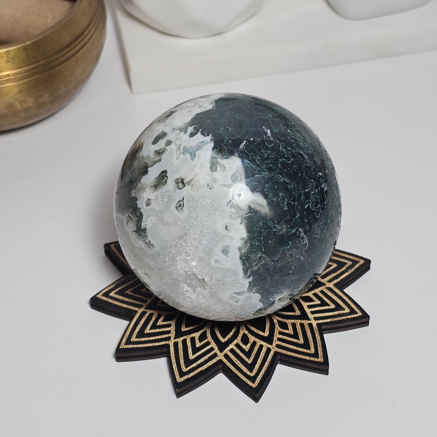 Mandala Wood Sphere Stand