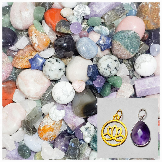 Calming and de-stress Crystal Confetti with added pendant/charm.