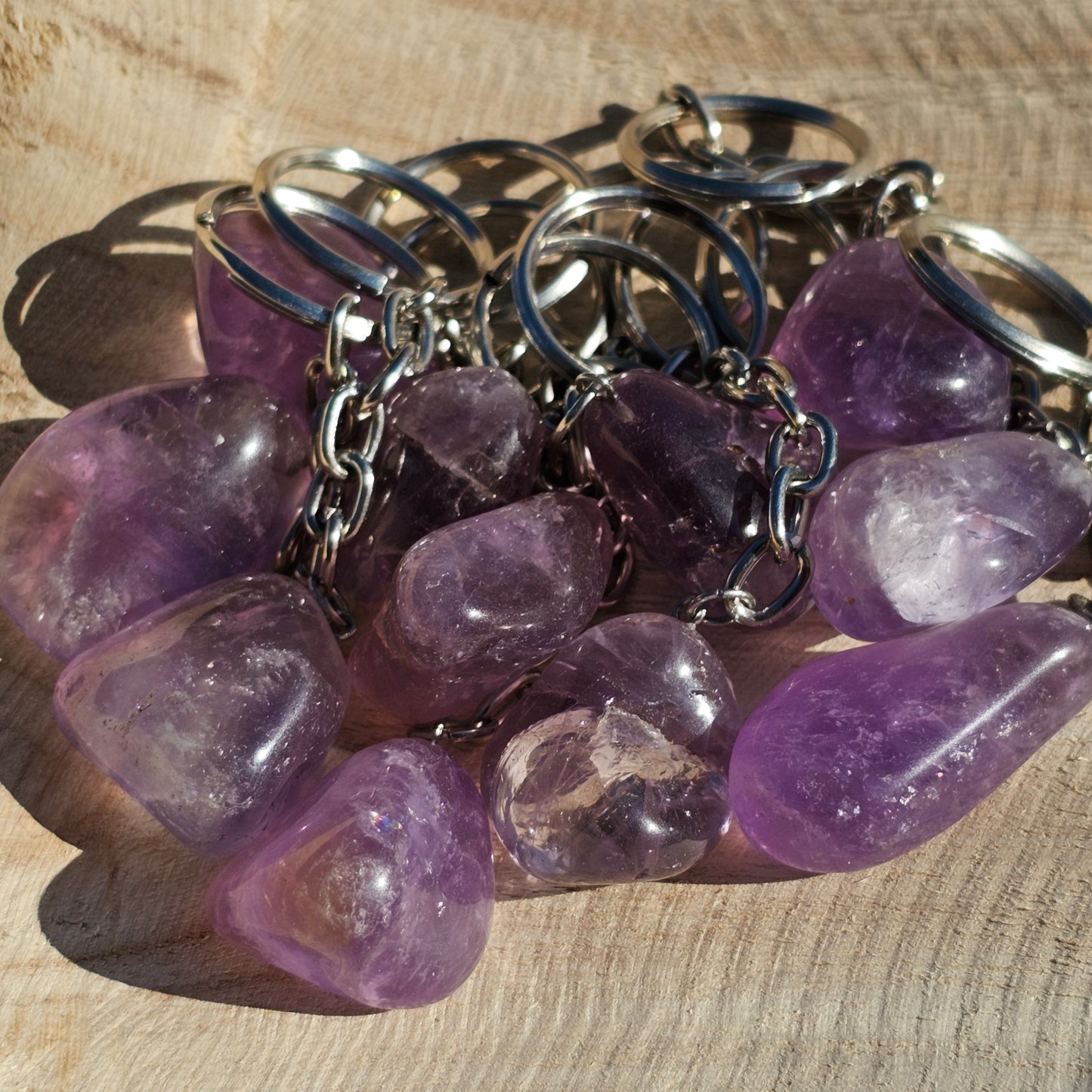 Polished Amethyst keychain.