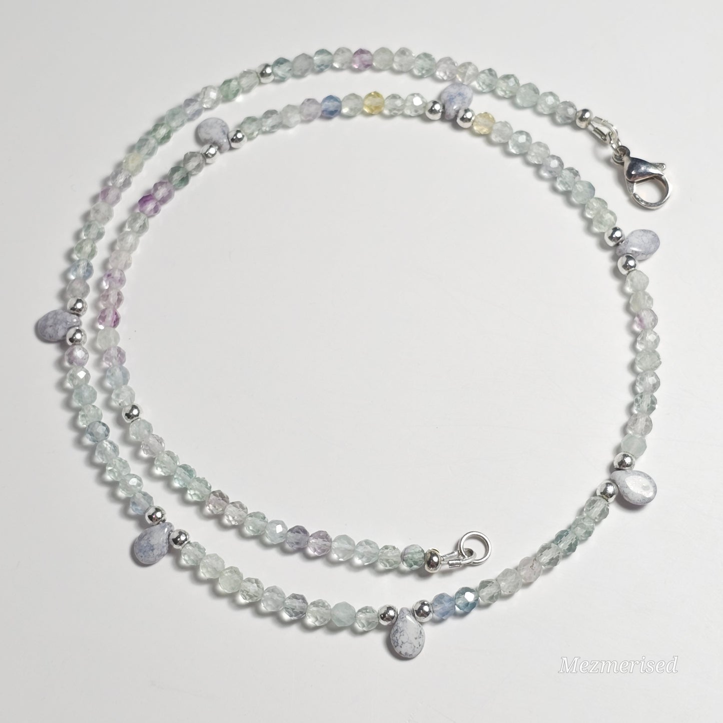 Rainbow Fluorite & Czech Fire Polish Necklace