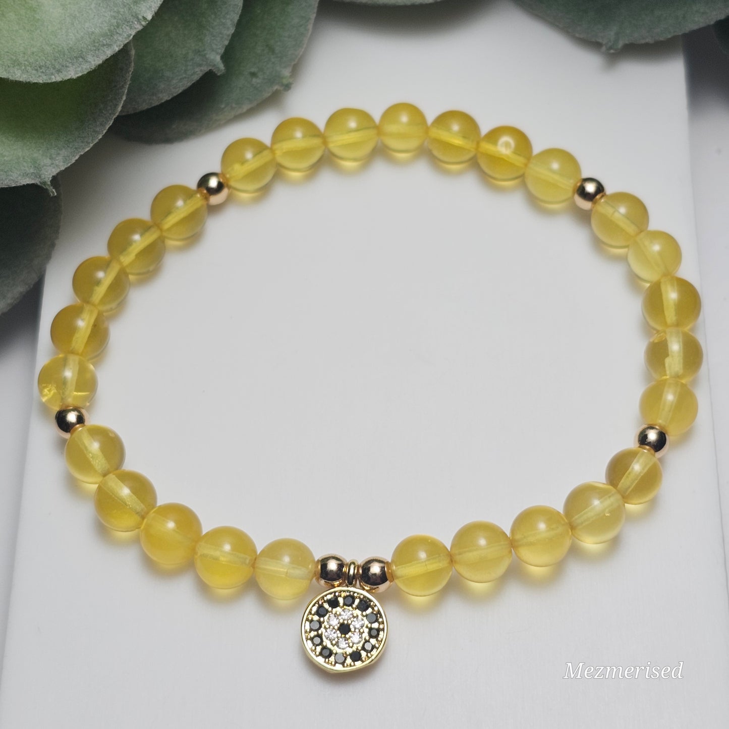 Natural Amber Gold Nazar (Evil Eye/Mati) Bracelet | Xmas Christmas Gifts