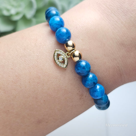 Blue Apatite 8mm Bracelet | A Grade