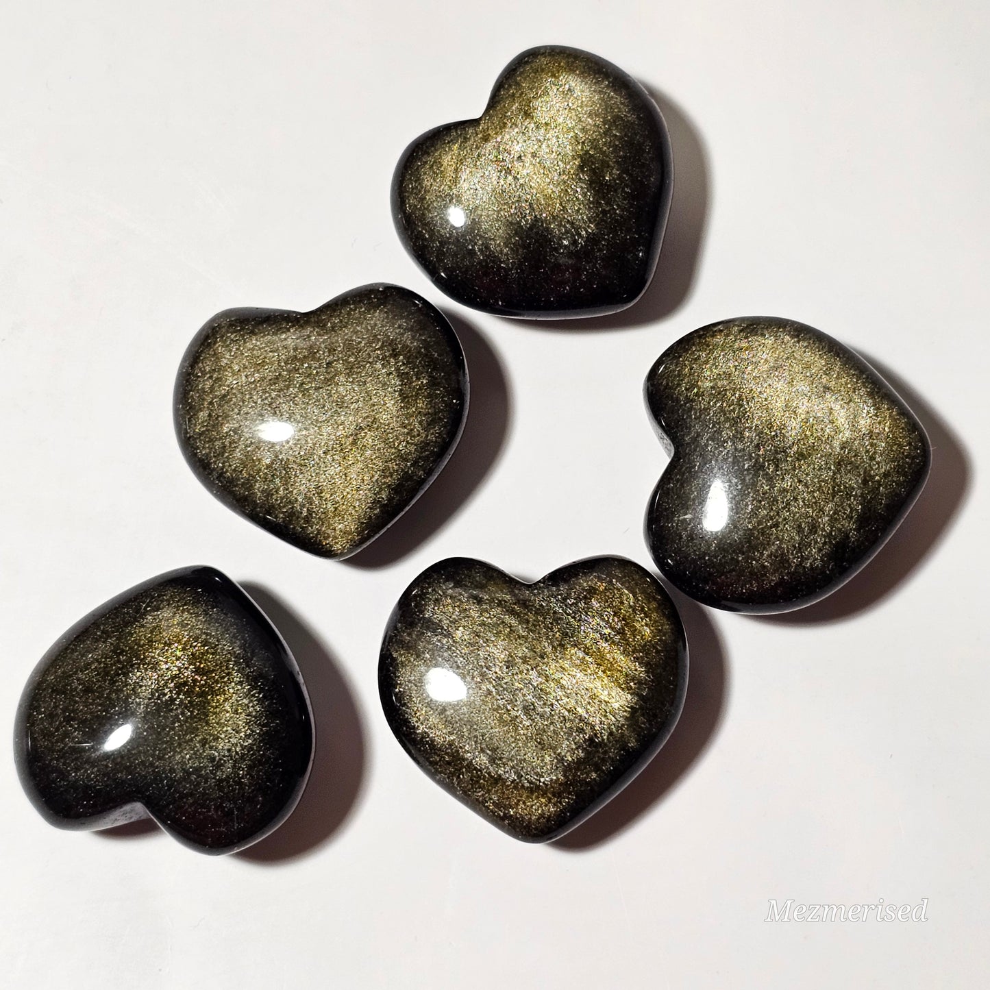 Gold Sheen Obsidian Heart Carvings