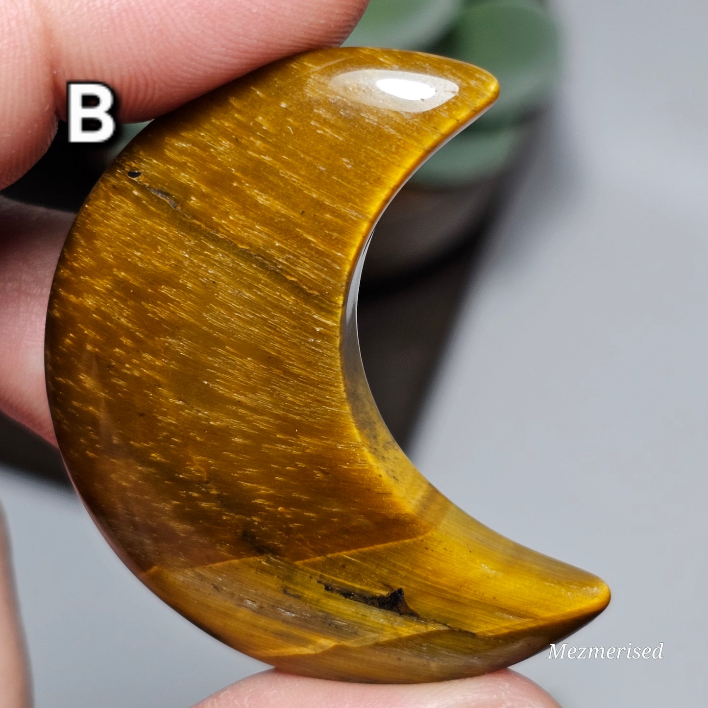 Tiger's Eye Crescent Moon Carvings