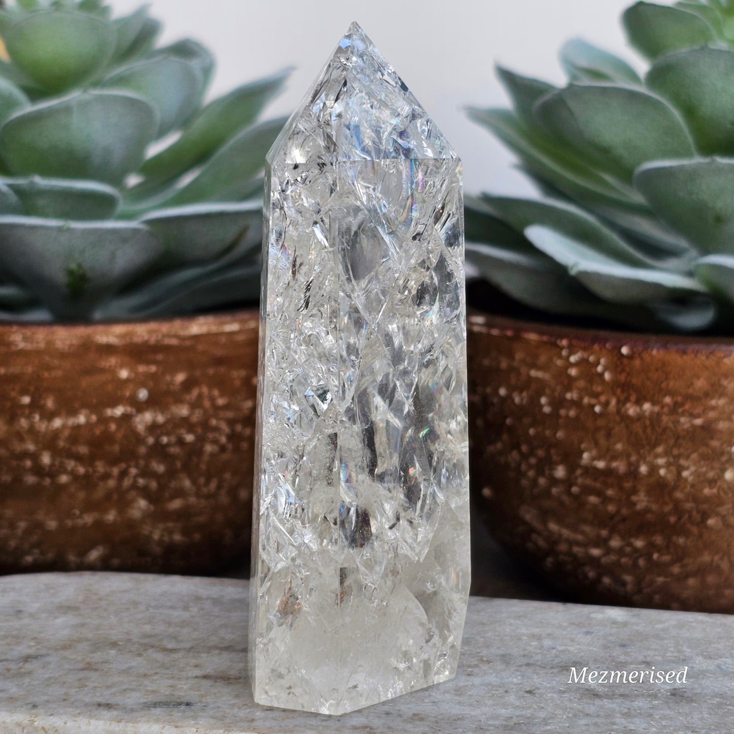 Crackle Quartz (Fire & Ice) Tower | C