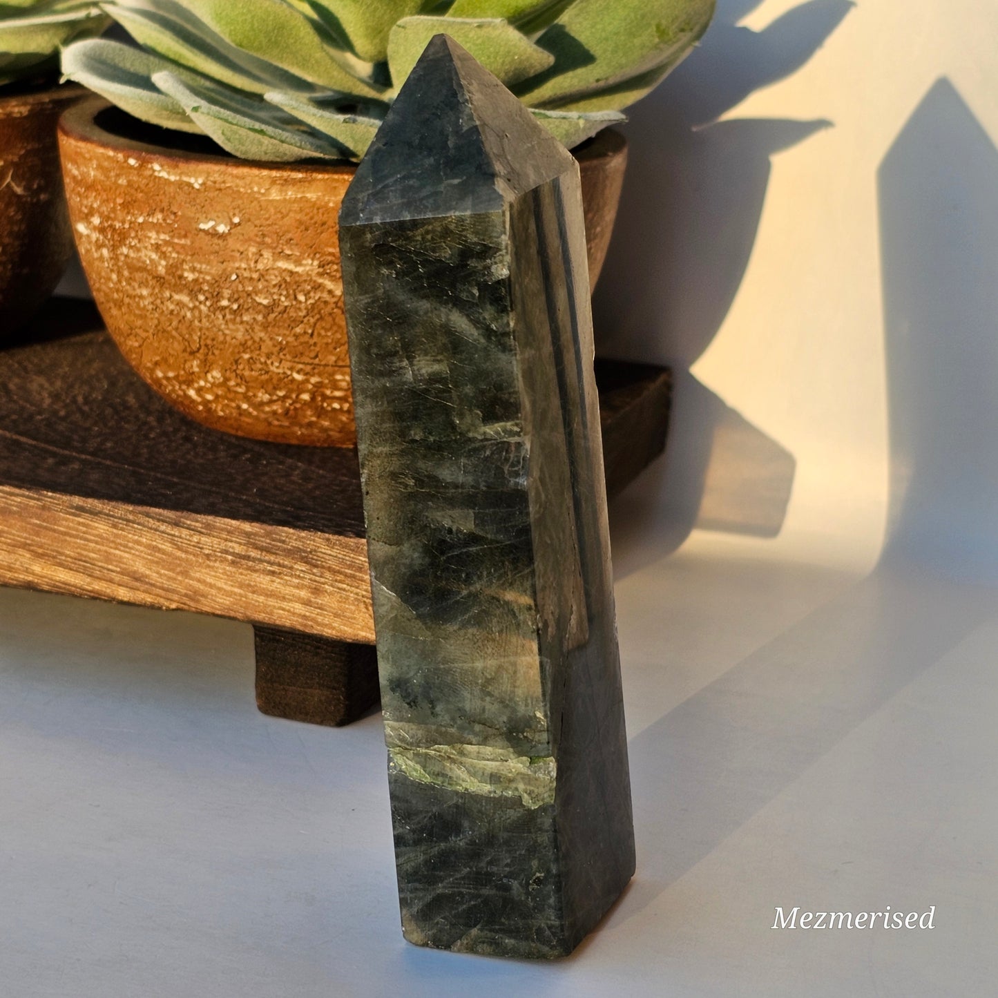 Labradorite Tower with High Blue & Silver Flash | Imperfect - Minor chips and Slight Slant