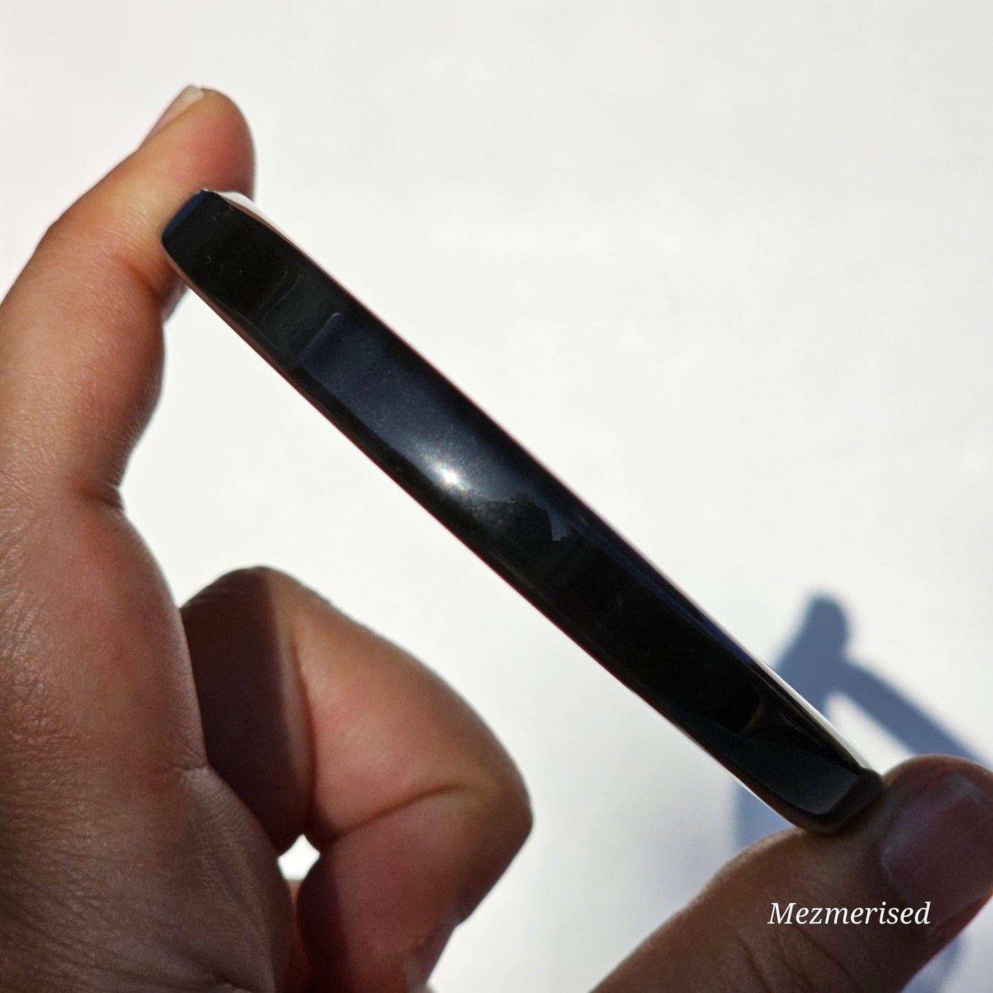 Midnight Lace Obsidian Crescent Moon Carving