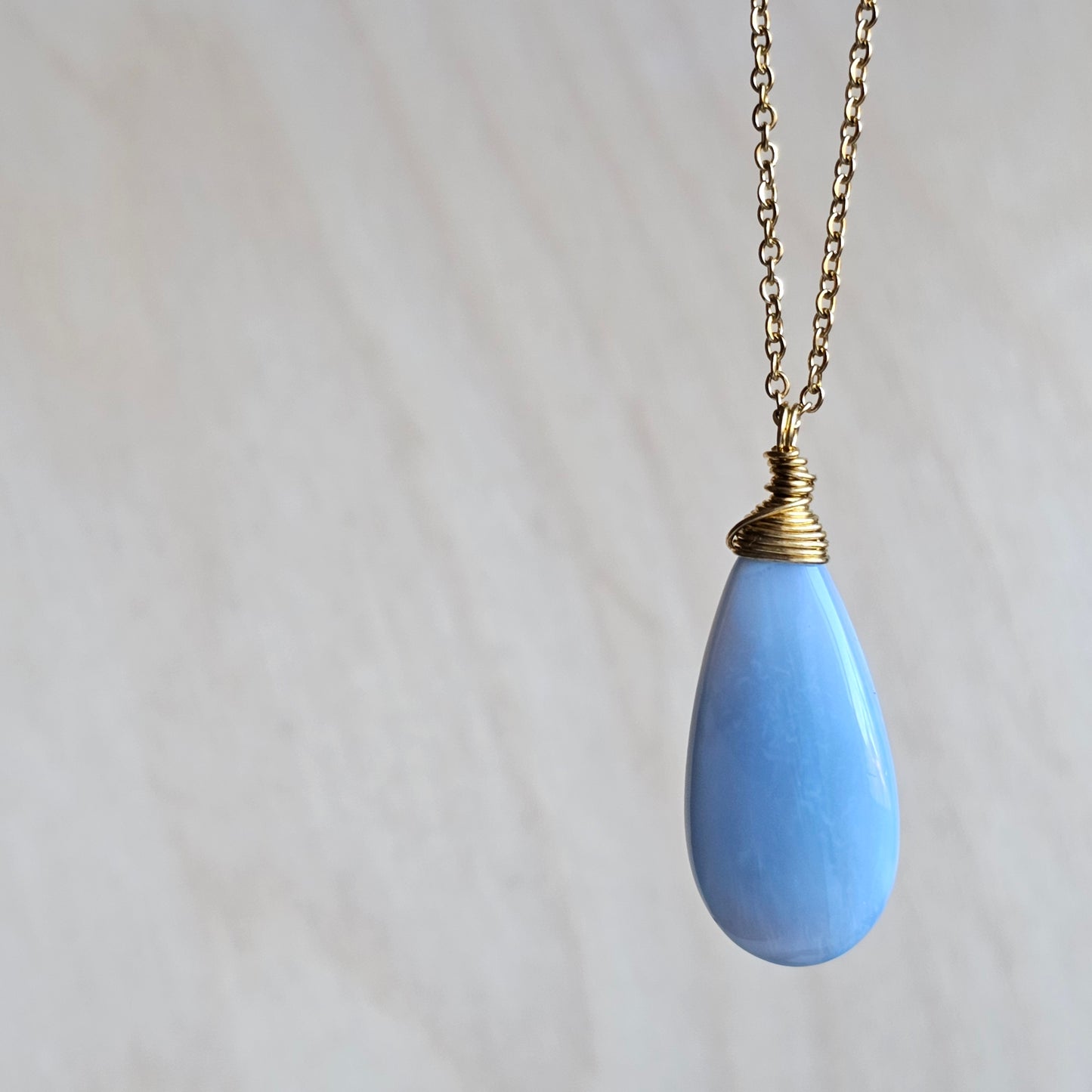 Blue Opal wire wrapped Necklace