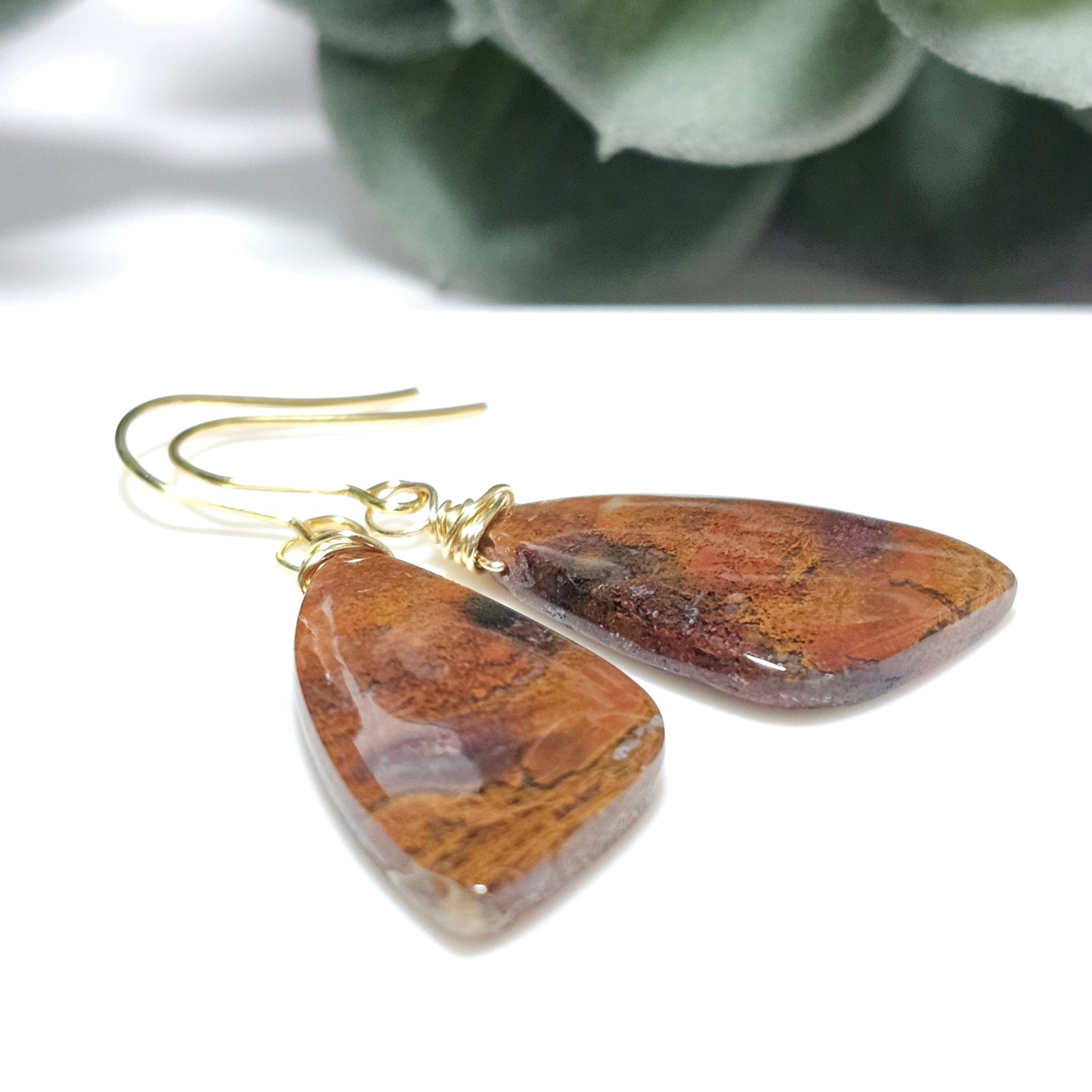 Red Moss Agate Earrings