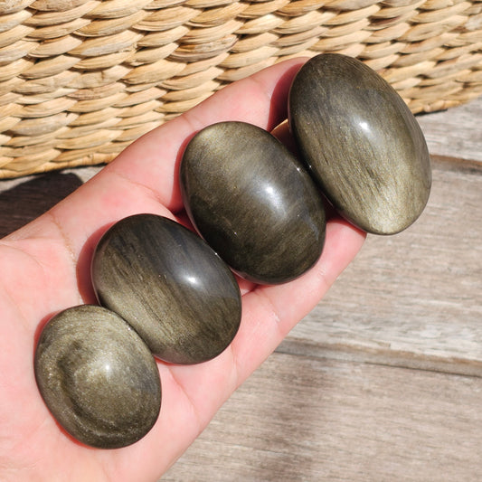 Gold Sheen Obsidian Palm Stones