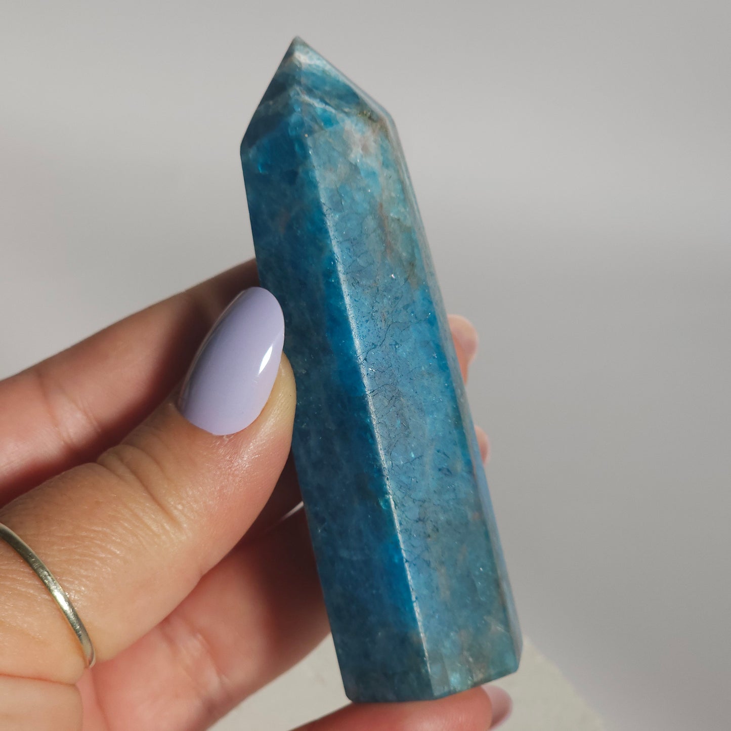 Blue Apatite Tower Crystal Point | Manifestation Inspiration & Clarity | D
