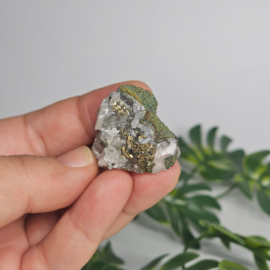 Calcite with Chalcopyrite & Pyrite Specimen | Option C | Translucent Rainbow Calcite | Hubei, China Crystal