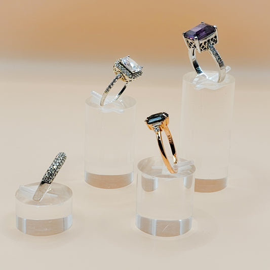 Acrylic Solid Round Ring Display Stand Clear Jewellery Holder for Ring Display Retail Setup and Product Photography