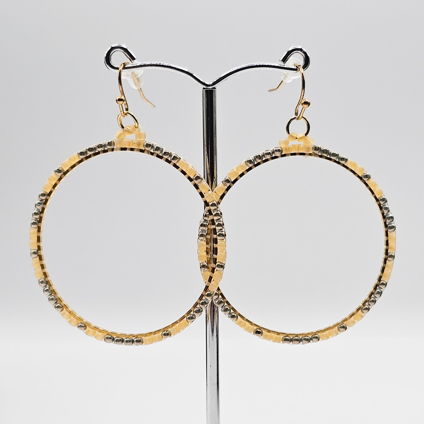 Soleil hoop earrings | Japanese seed bead jewellery | yellow gold earrings | gift for her, handmade, handwoven, bright, sunshine, gift for women, womens jewellery Australia