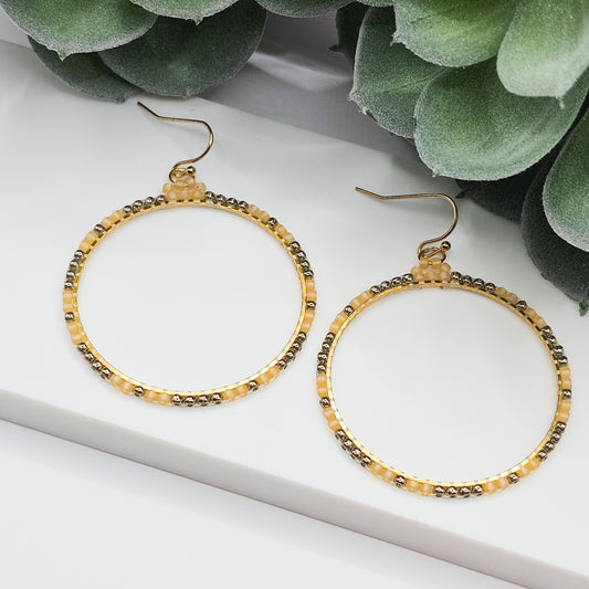 Soleil hoop earrings | Japanese seed bead jewellery | yellow gold earrings | gift for her, handmade, handwoven, bright, sunshine, gift for women, womens jewellery Australia
