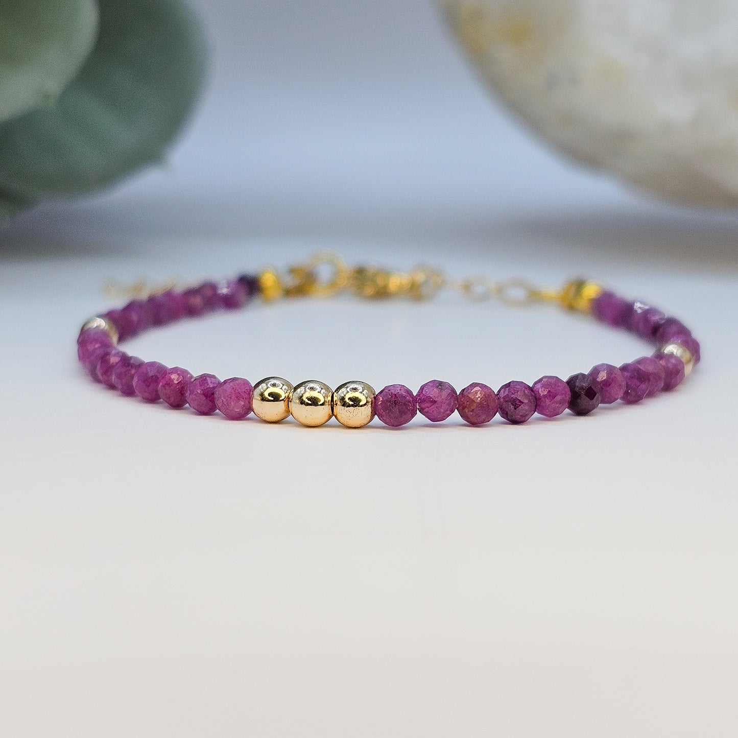 Ruby and Hematite bracelet - July Gemstone Jewellery