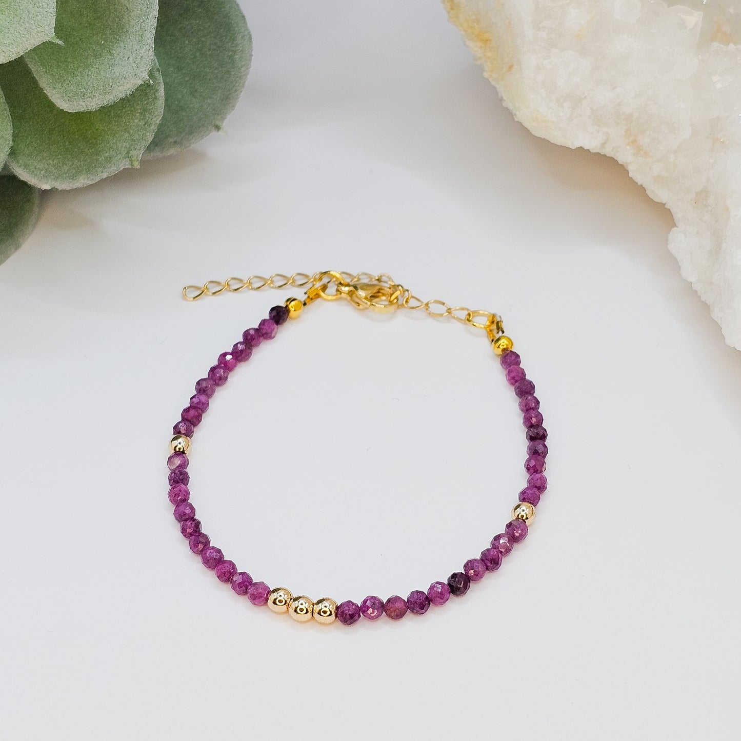 Ruby and Hematite bracelet - July Gemstone Jewellery
