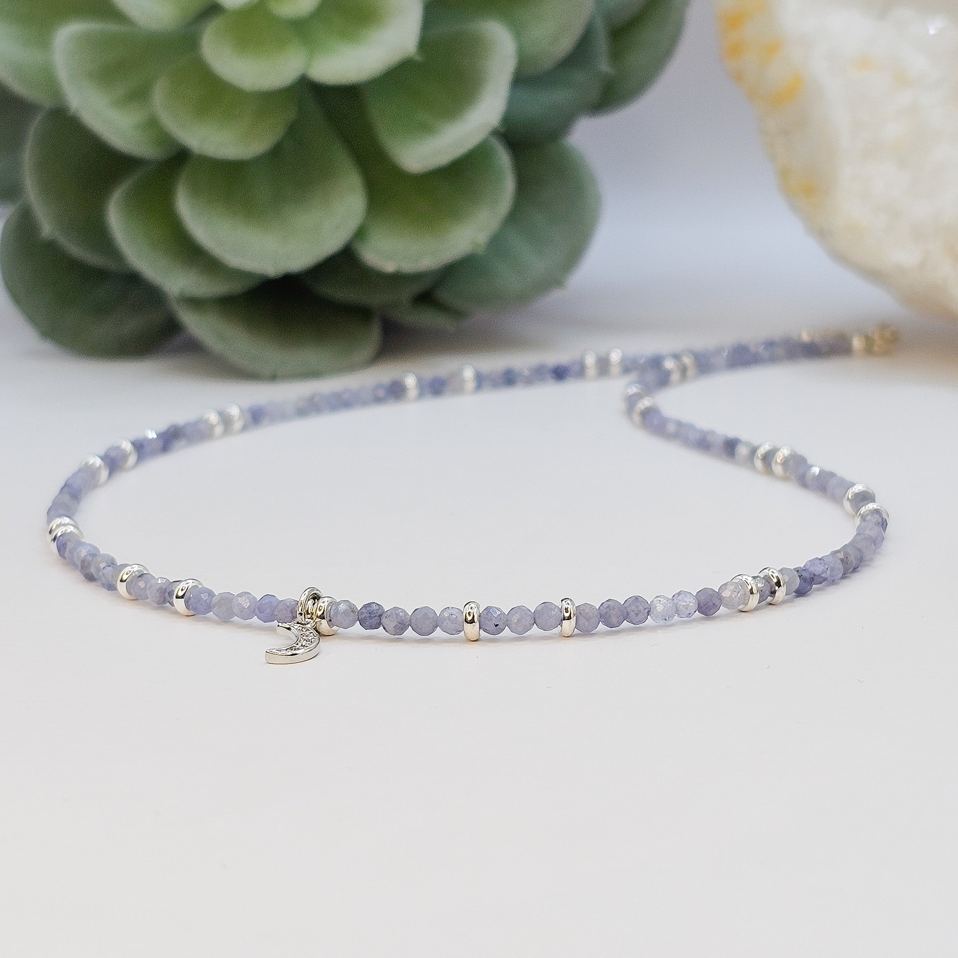 Tanzanite Crescent Necklace - December Gemstone Jewellery