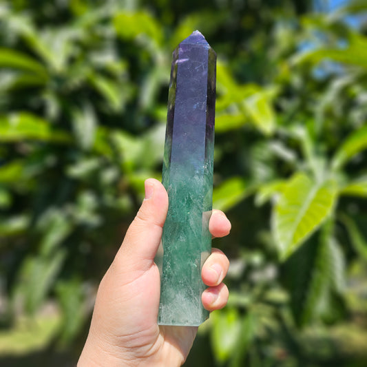 High Quality X Large Fluorite Tower | Purple and Green Fluorite | Study Office Crystal Tower | Crystal for Focus