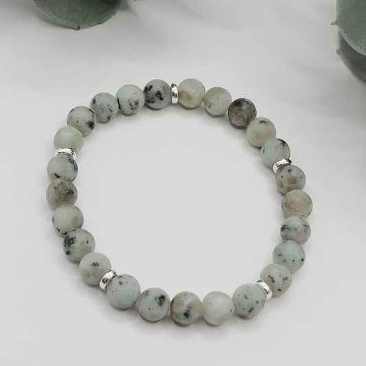 Matte Kiwi Jasper bead handmade bracelet | gemstone jewellery, crystal jewellery, mens bracelet, gift for men, bracelet gift australia melbourne