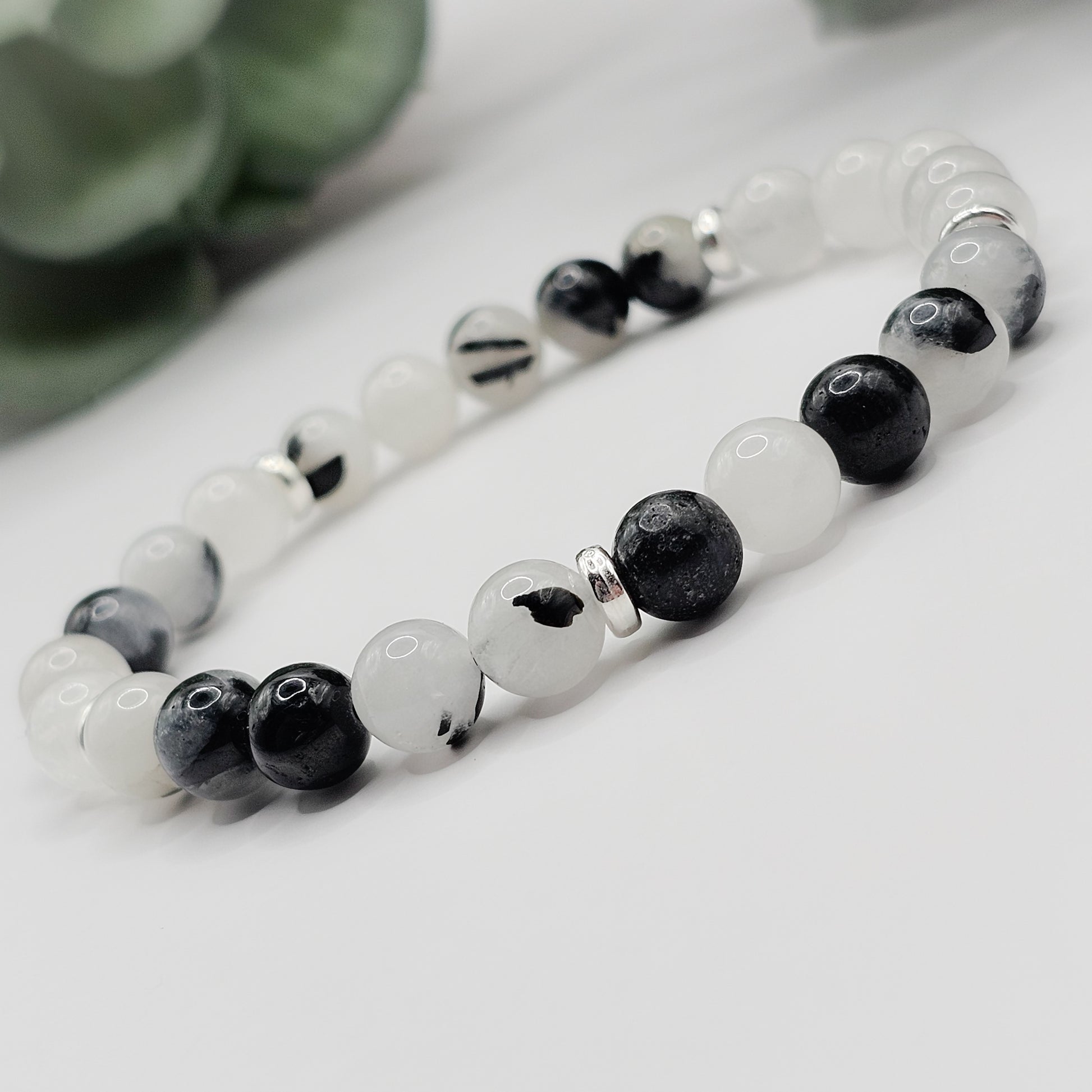 Tourmalinated Quartz bead handmade bracelet | gemstone jewellery, crystal jewellery, mens bracelet, gift for men, bracelet gift australia melbourne