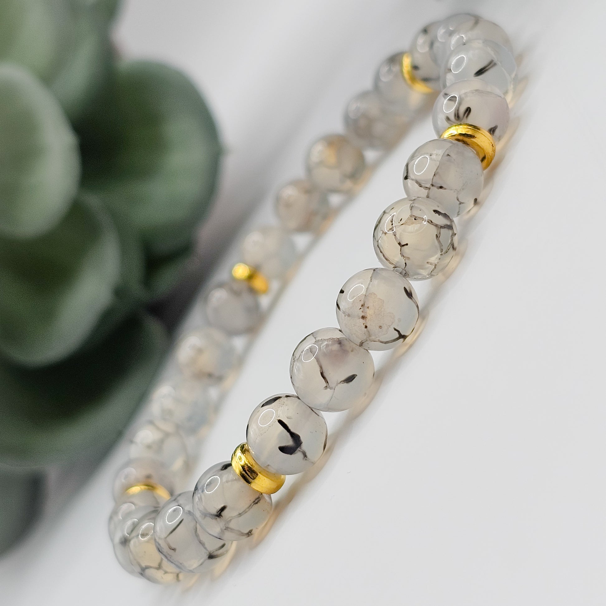 Dragon Vein Agate bead handmade bracelet | gemstone jewellery, crystal jewellery, mens bracelet, gift for men, bracelet gift australia melbourne