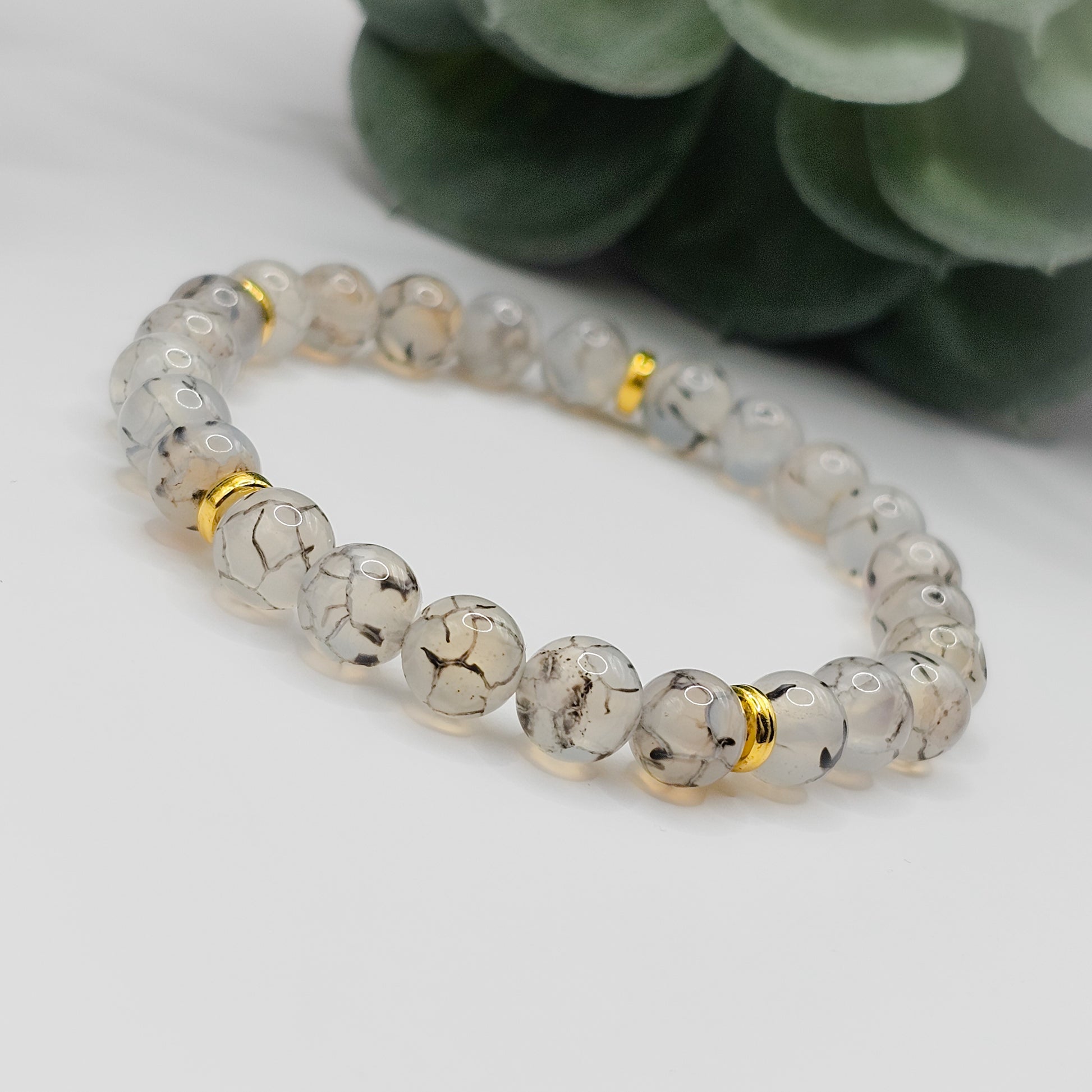 Dragon Vein Agate bead handmade bracelet | gemstone jewellery, crystal jewellery, mens bracelet, gift for men, bracelet gift australia melbourne