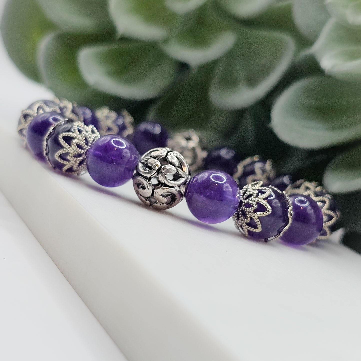 Large 10mm Amethyst Stretch Bracelet | Handmade Gemstone Jewellery Australia | Handmade Gemstone Bracelet | Gift for Her, Gift for Women, Crystal Jewellery, Crystal Bracelet