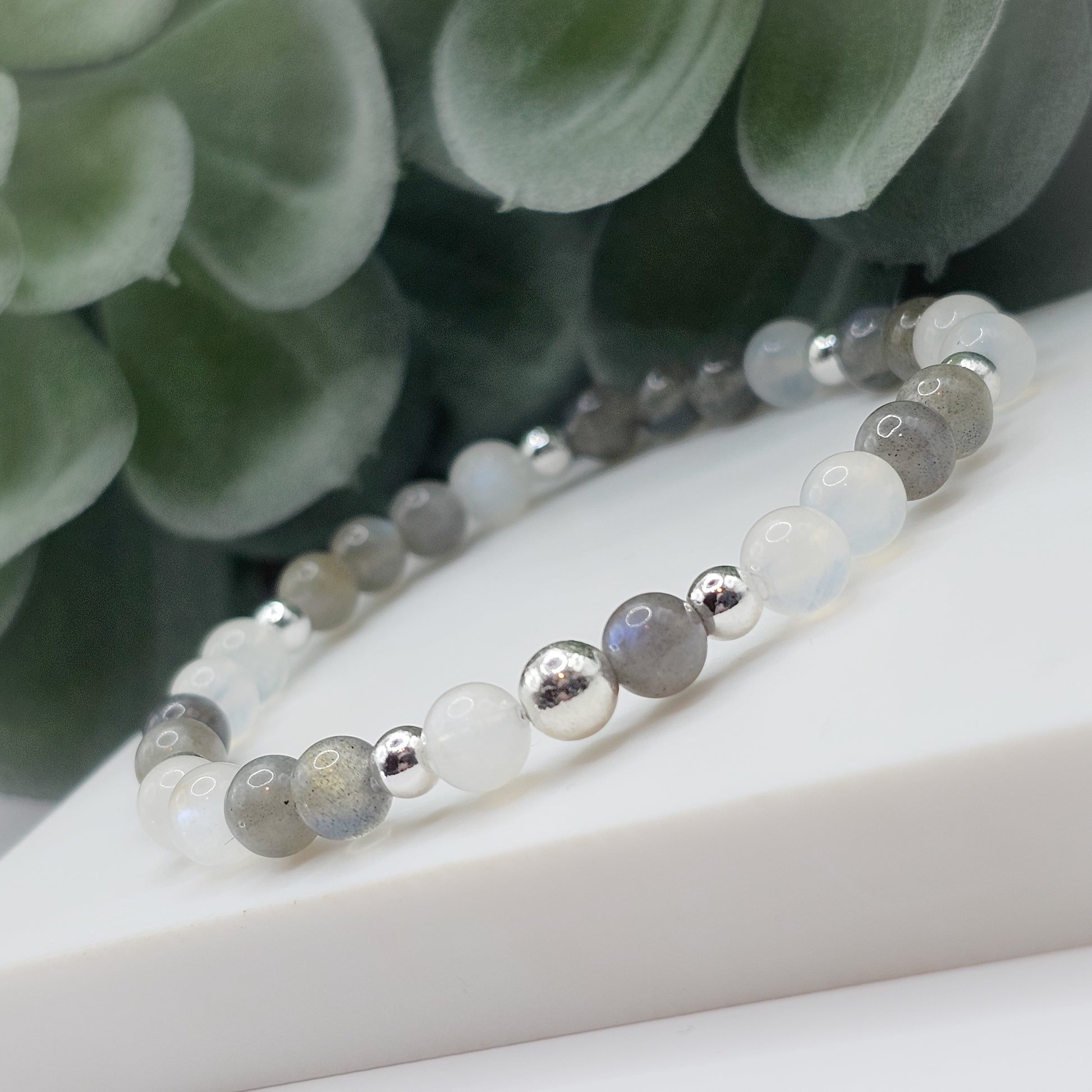 AA grade Labradorite and Rainbow Moonstone Stretch Bracelet | Handmade Gemstone Jewellery Australia | Handmade Gemstone Bracelet | Gift for Her, Gift for Women, Crystal Jewellery, Crystal Bracelet