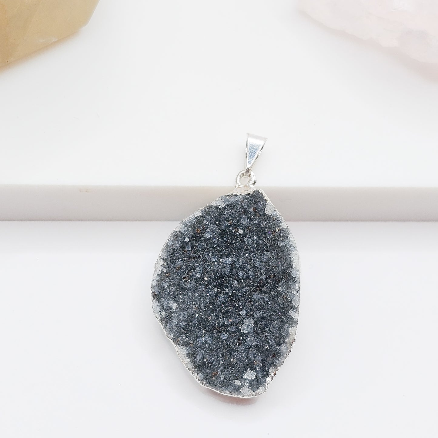 Silver plated Uruguay Rainbow Amethyst cluster pendant | gemstone jewellery, xmas gift, christmas gift, gift for women, crystal gift, birthday gift, gemstone jewellery Australia, crystals Australia