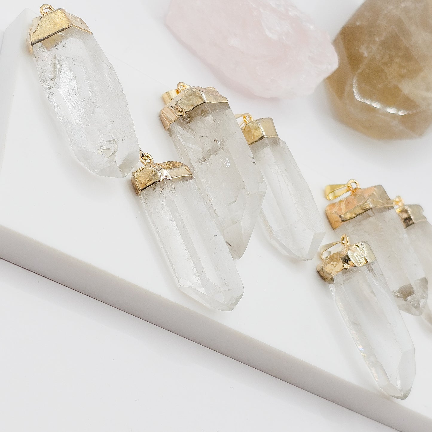 18k gold plated high quality Clear Quartz Point pendant | gemstone jewellery, xmas gift, christmas gift, gift for women, crystal gift, birthday gift, gemstone jewellery Australia, crystals Australia