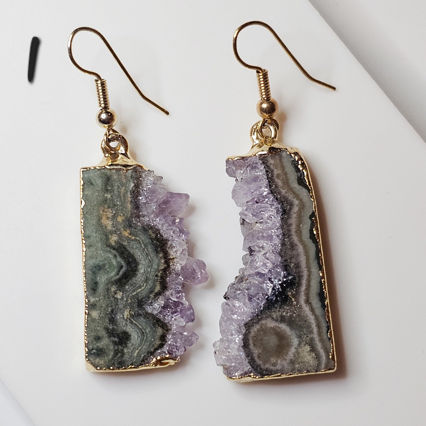 Brazilian Amethyst Stalactite 18k gold plated earrings with hypo-allergenic ear wires.