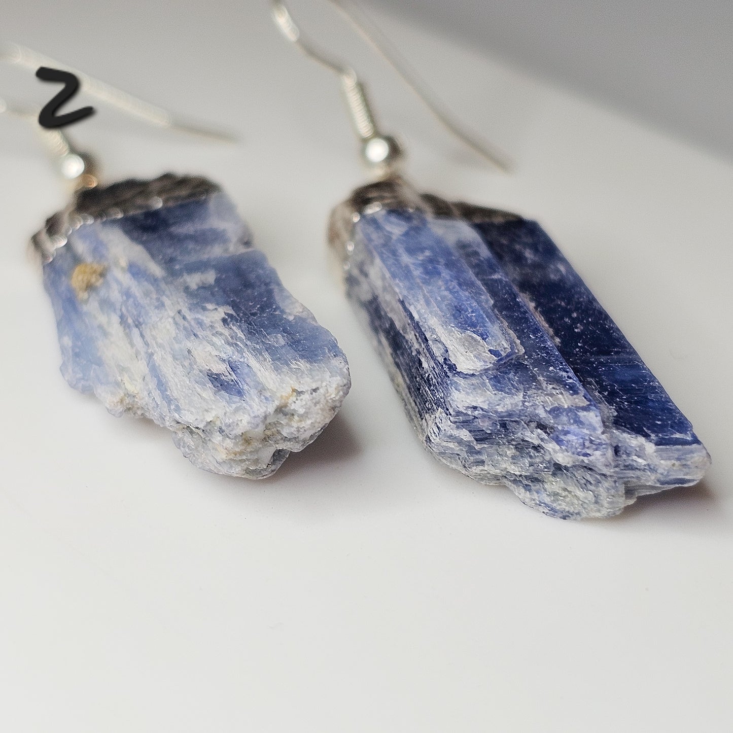Kyanite silver plated earrings with hypo-allergenic ear wires.