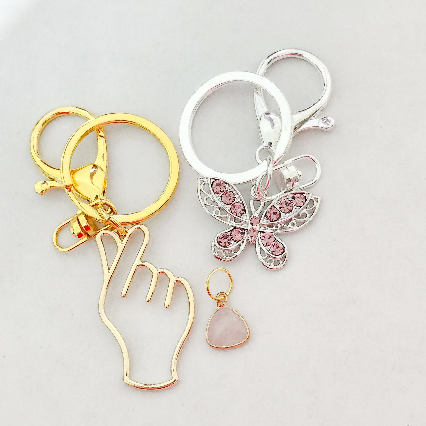 Love Crystal Confetti with added keychain and pendant/charm.