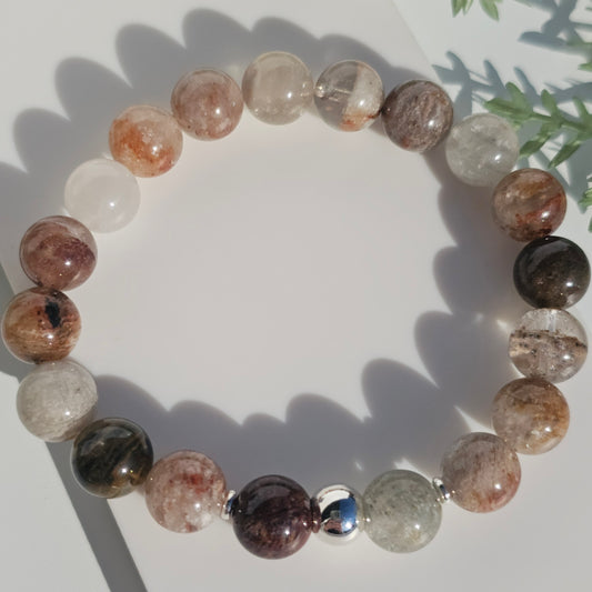 10mm Thousand Layer bead bracelet with silver stainless steel accents