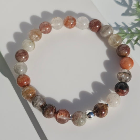 8mm Thousand Layer bead bracelet with silver stainless steel accents