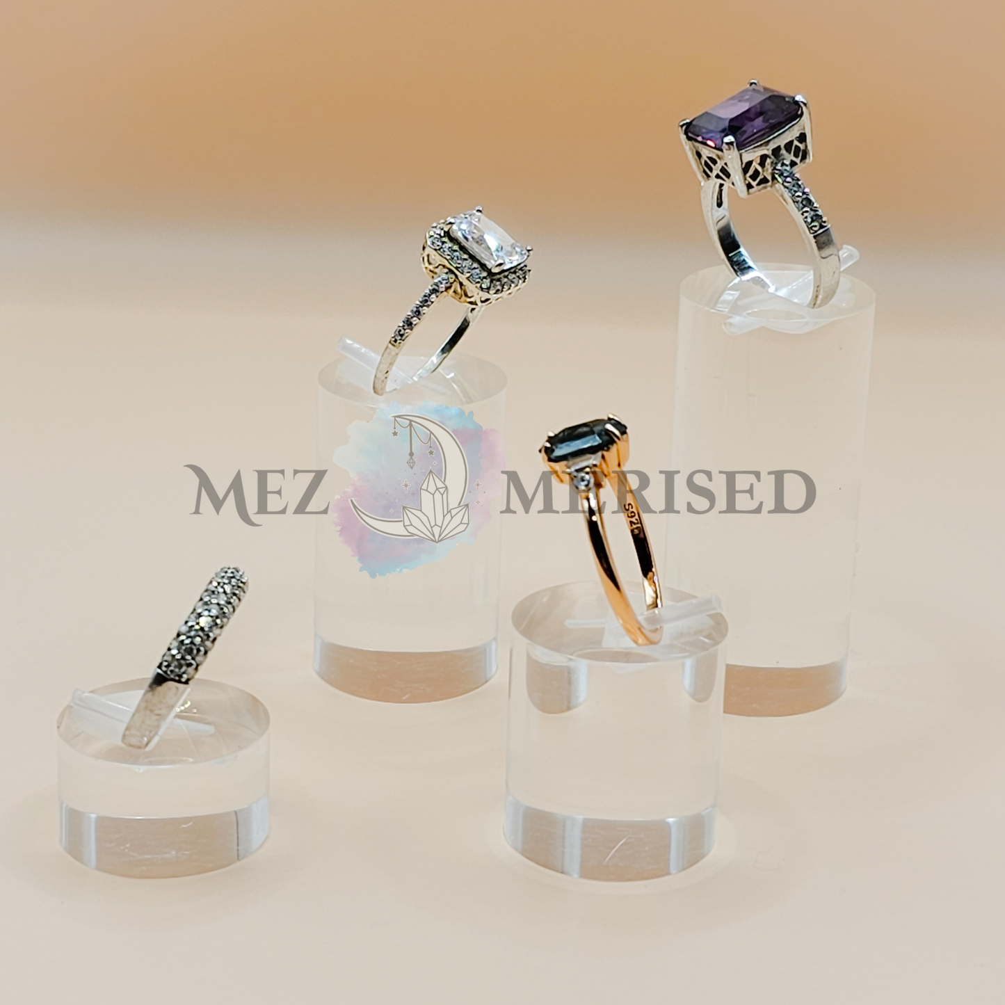 Acrylic Solid Round Ring Display Stand | Clear Jewellery Holder