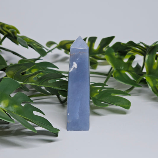 Angelite crystal tower blue polished point calming stone