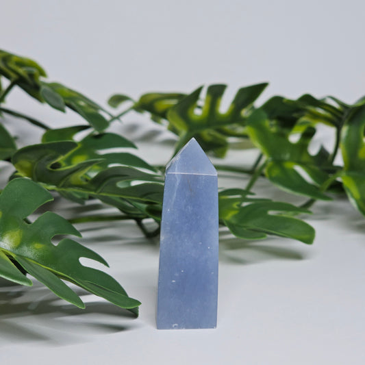 Angelite crystal tower blue polished point calming stone