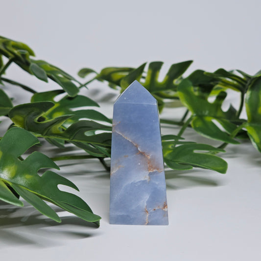 Angelite crystal tower blue polished point calming stone
