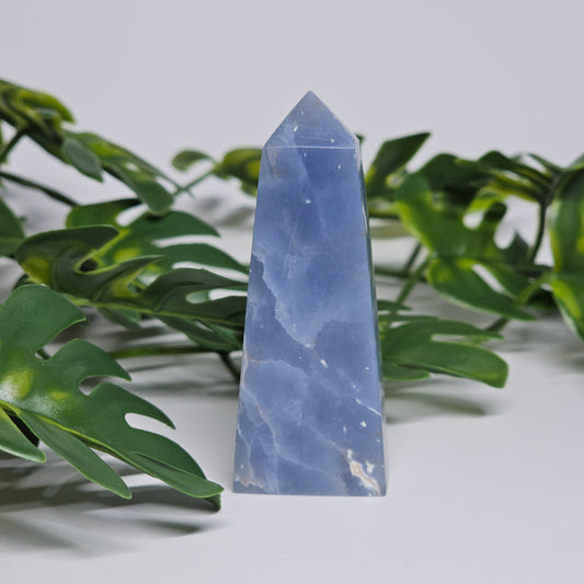 Angelite crystal tower blue polished point calming stone