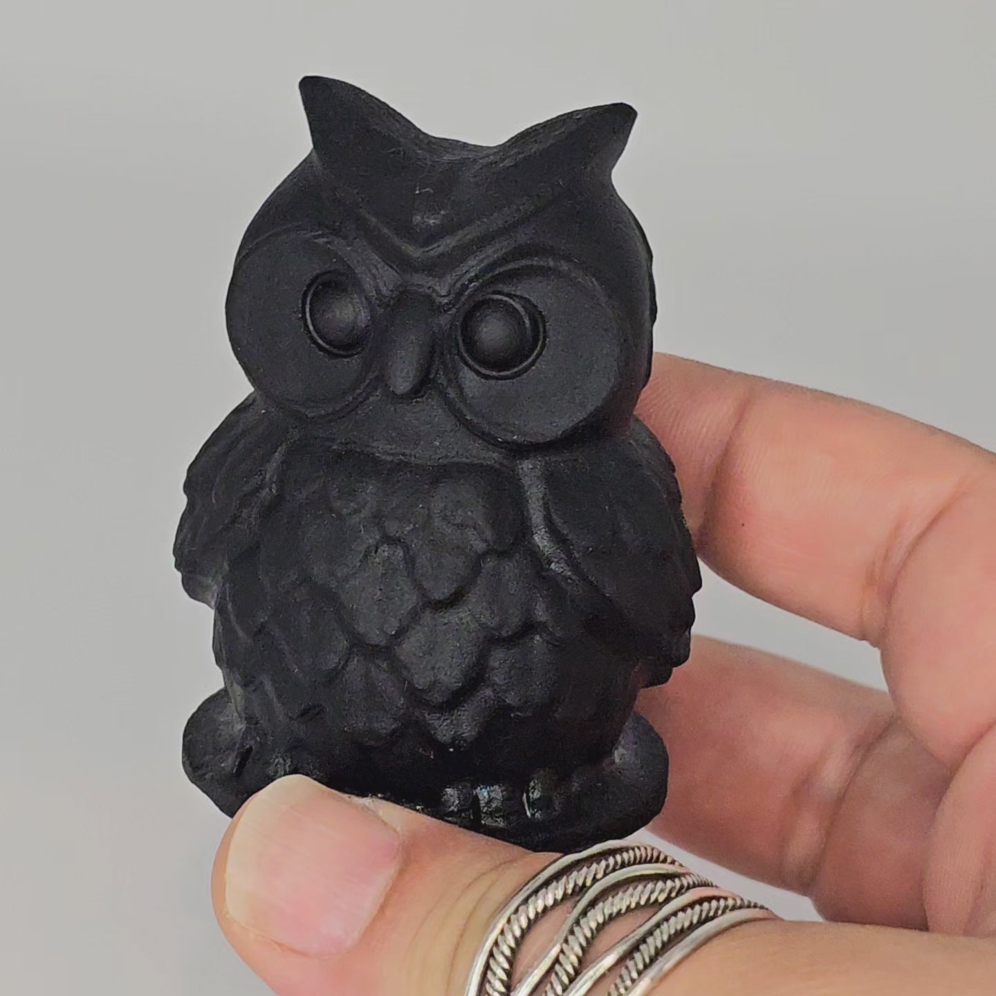 Black Obsidian Owl Carving Crystal