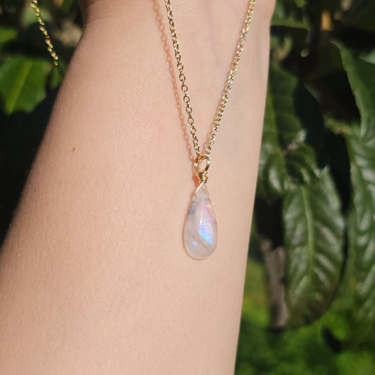 Rainbow Moonstone Necklace (#34) | Translucent