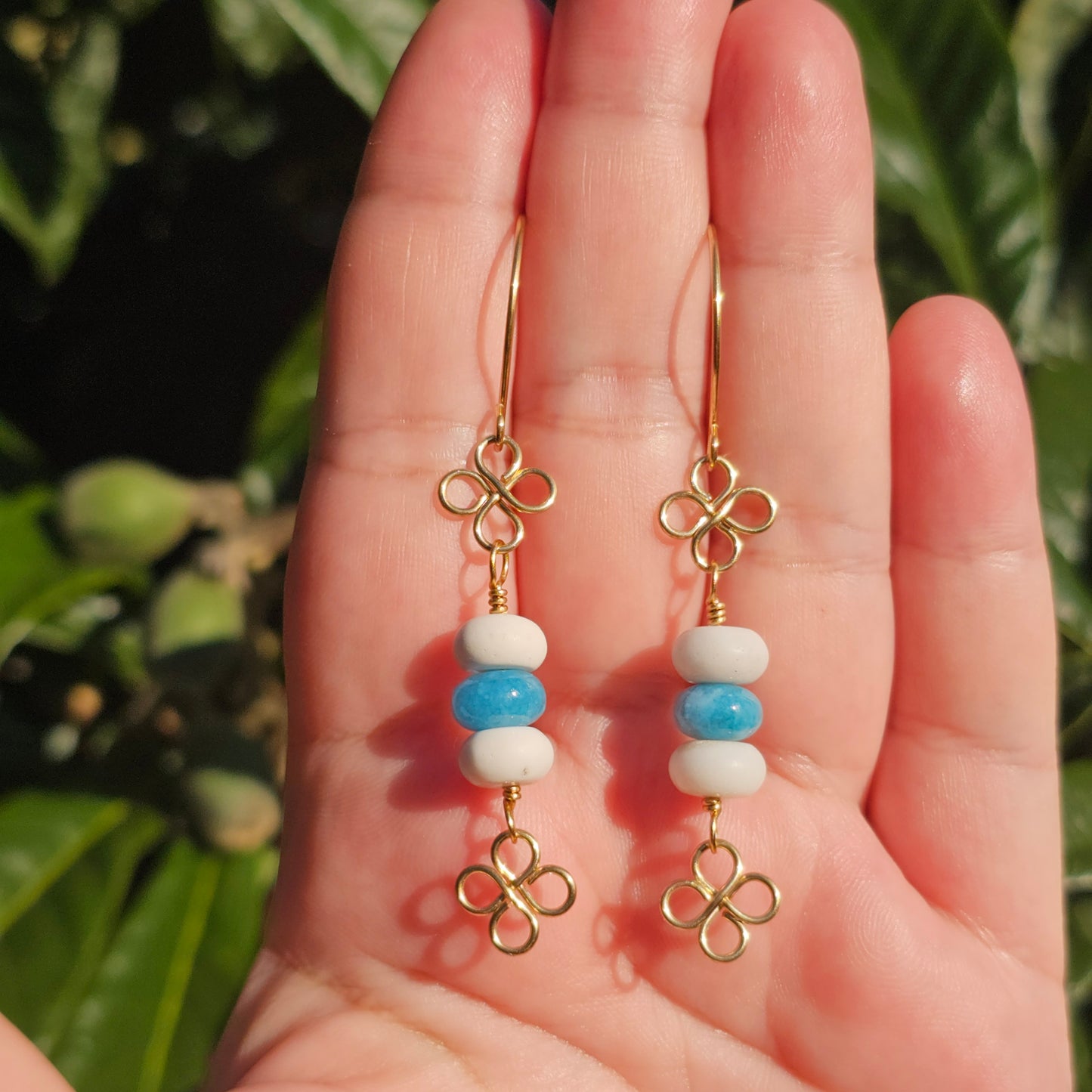 Aquamarine Earrings | Wire Petal Drops